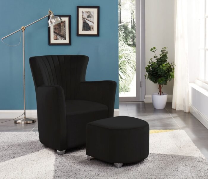 Black Barrel Club Chair & Ottoman