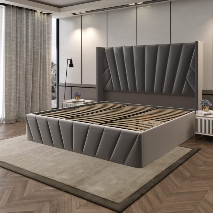 Eva Upholstered Platform Hydraulic Storage Bed - Dark Gray