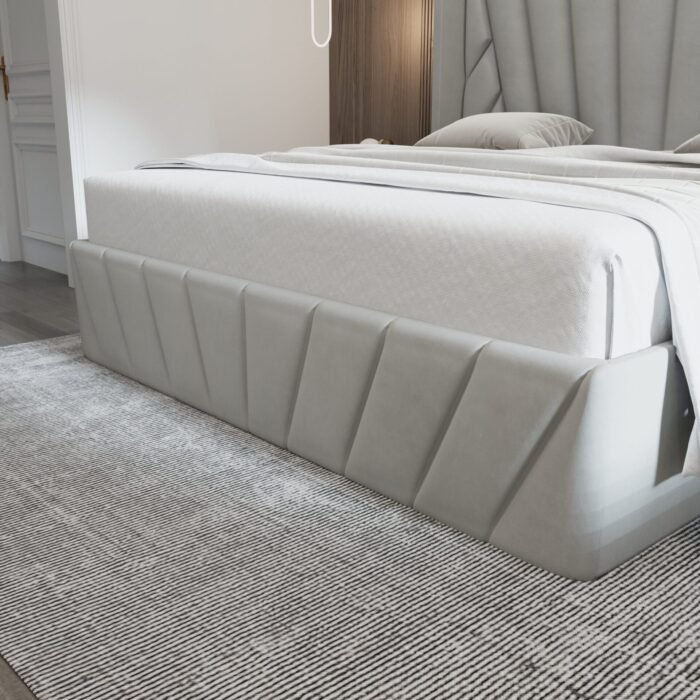 Eva Upholstered Platform Hydraulic Storage Bed - Light Gray