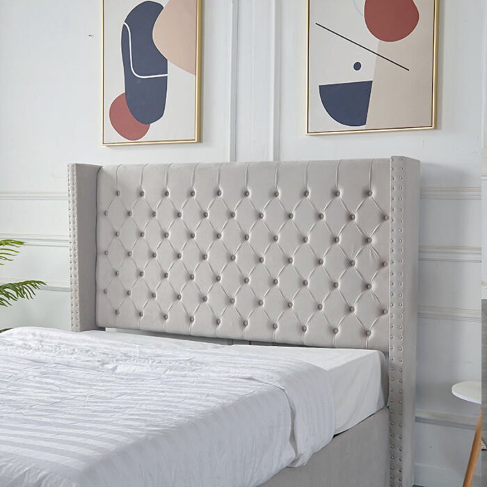 Julien Upholstered Platform Hydraulic Storage Bed – Light Gray