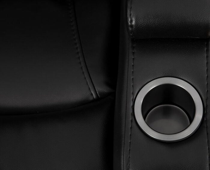 Soft Black PU Recliner Chair with Cup Holders and Storage