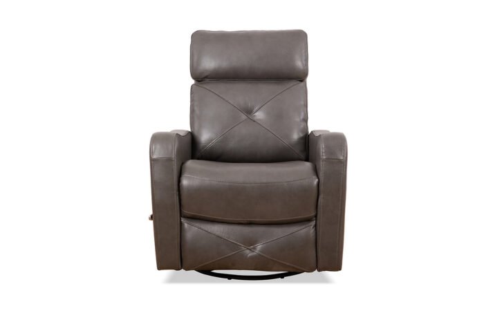 Soft Charcoal Leather Recliner Chair with Swivel and Wallhugger Design