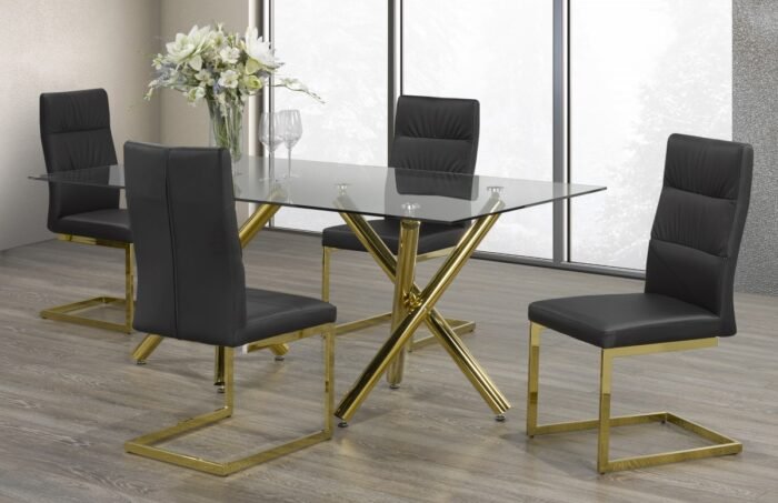 Sophisticated 5-Piece Dining Set - Black/Gold