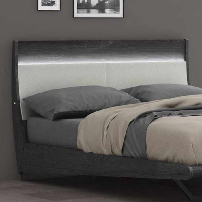 Asher Bed – Light Grey Lacquer (Full & Queen)