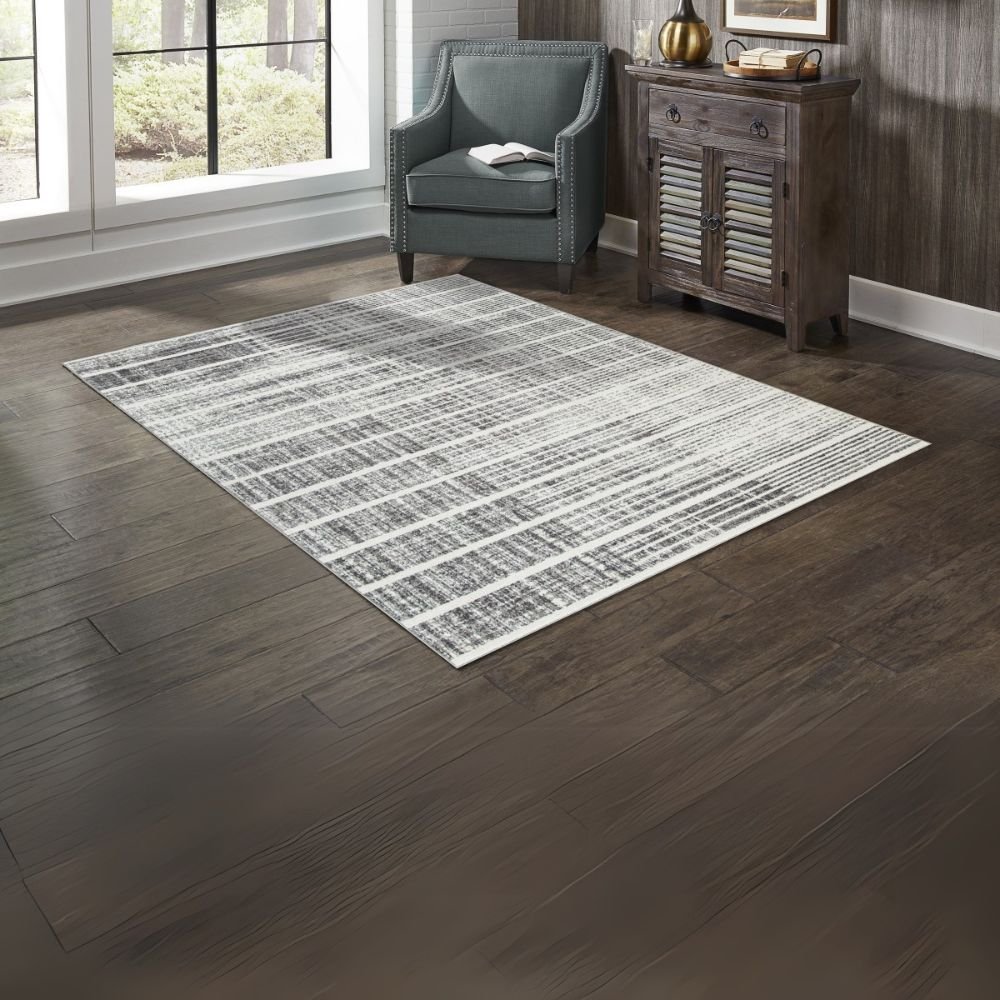 Julien Contemporary Area Rug in White/Silver