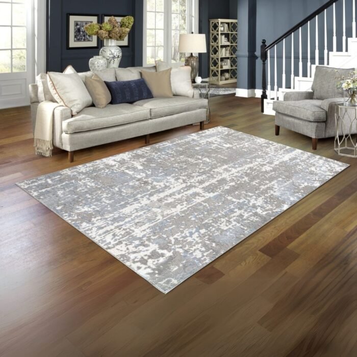 Caleb Area Rug - 8 x 11, Grey, Polypropylene & Polyester Pile, Stain & Fade Resistant