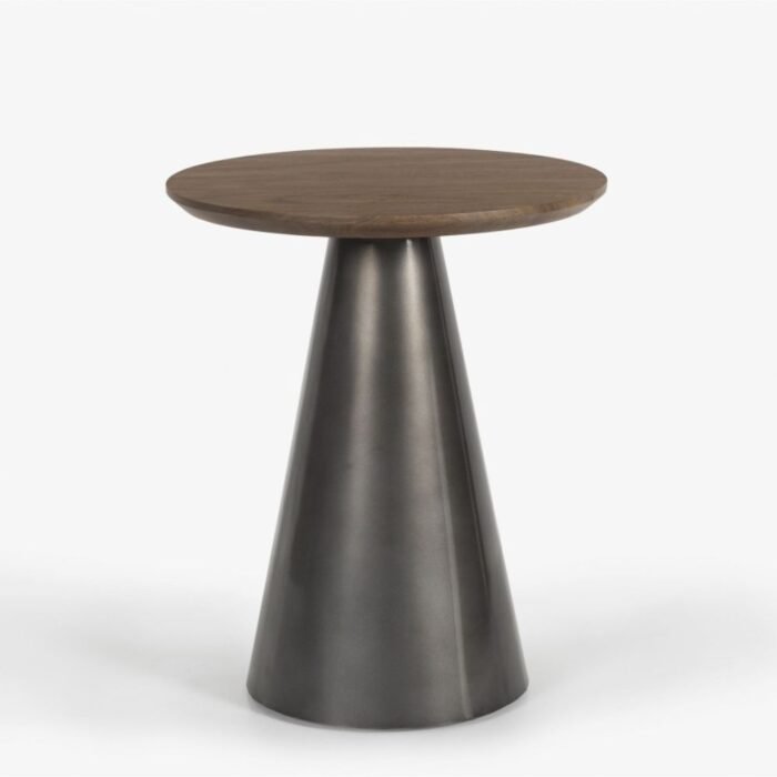 Savannah Accent Table with Solid Wood Top and Powder Coated Metal Base in Espresso Finish