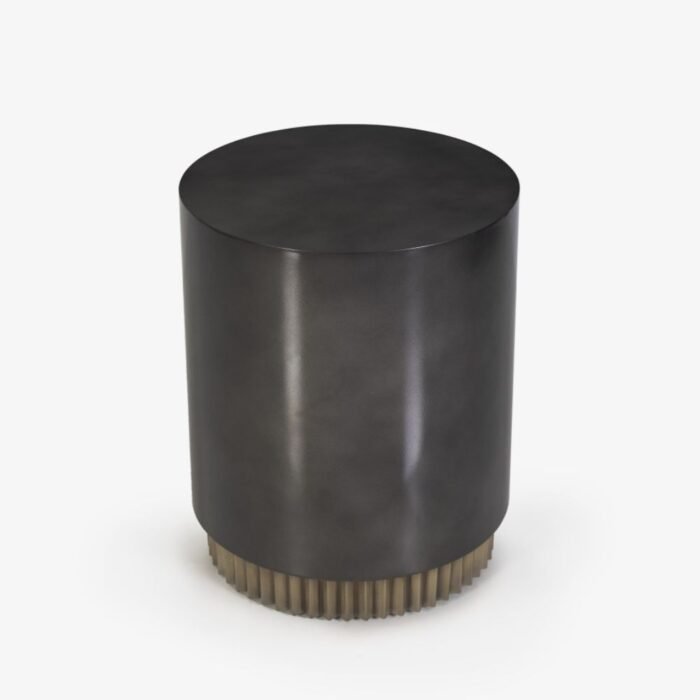 Byron Accent Table with Solid Wood Base and Powder Coated Metal Top in Espresso Finish