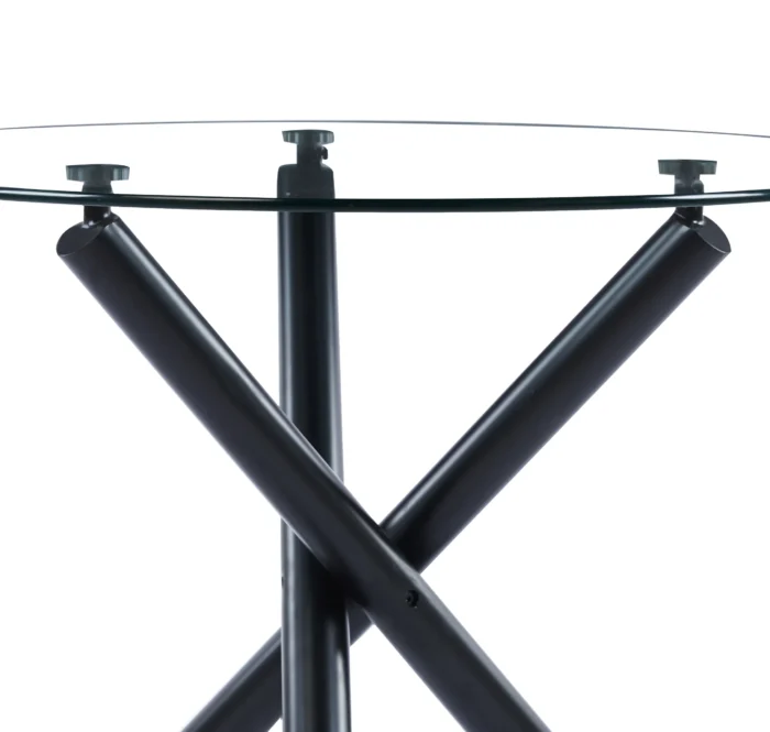 36 Inches Luna Round Glass Top with Sturdy Metal Legs