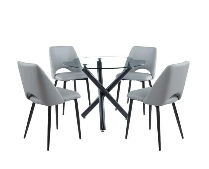 36 Inches Luna Round Glass Top with Sturdy Metal Legs