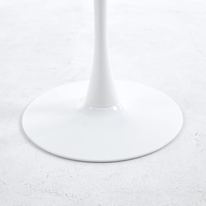 Marble Round Top & Pedestal Base Modern Dining Table - White