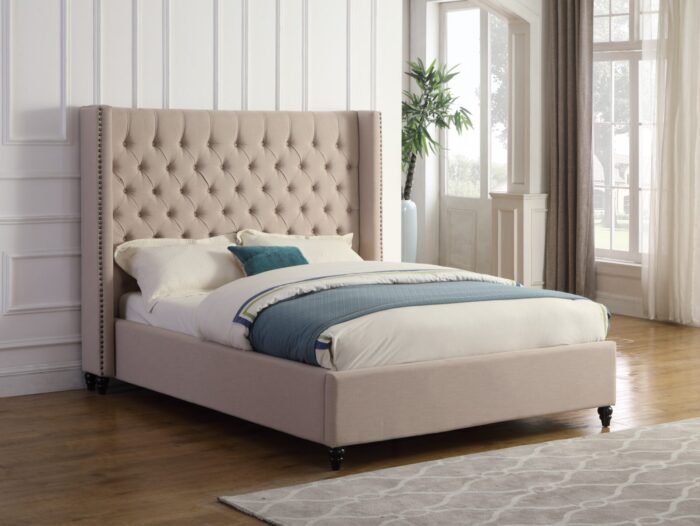 Savoy King Platform Bed – Beige