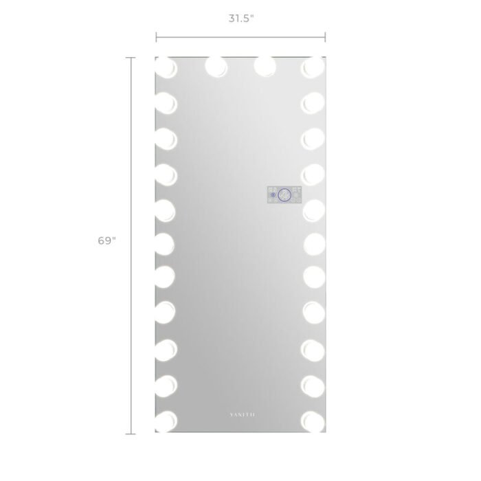 Full-Length Hollywood Vanity Mirror with Lights – 24 Dimmable LED Bulbs, Touchscreen, Bluetooth & USB Charging