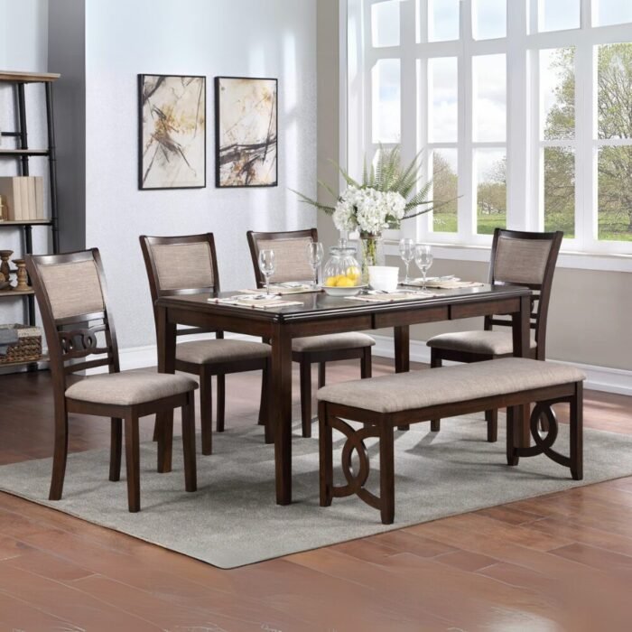 Gia 6 PC Rectangular Dining Set (Cherry)