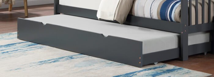 Mission-Style Bunk Bed in Grey Finish with Convertible Feature and Solid Wood Build