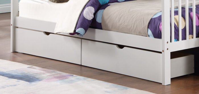 Mission-Style Bunk Bed in White Finish with Convertible Design and Solid Wood Construction