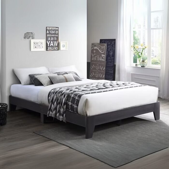 IF-5345 Espresso Wooden Platform Bed with Mattress Support, Multiple Sizes