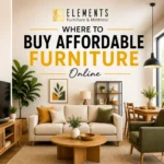 Where to Buy Affordable Furniture Online from Elements Furniture & Mattress Scarborough, featuring a modern living room with sofa, coffee table, TV unit, dining set, and stylish home décor.