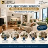 First Apartment Furniture: A Room-by-Room Checklist for Scarborough Renters, featuring living room, bedroom, dining area, workspace, and storage furniture from Elements Furniture & Mattress Scarborough.