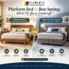 Platform Bed vs Box Spring: Which Fits You in Scarborough? Comparison showing a modern platform bed and a traditional bed with box spring from Elements Furniture & Mattress Scarborough.